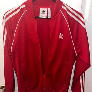 Vintage Red Adidas Zip Up Sweater